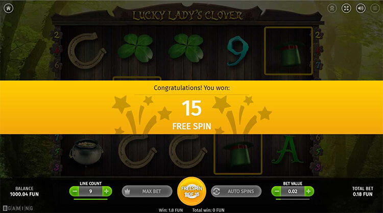 Lucky Lady's Clover フリースピンをゲット