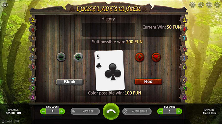 Lucky Lady's Clover ギャンブルラウンド マークを当てる