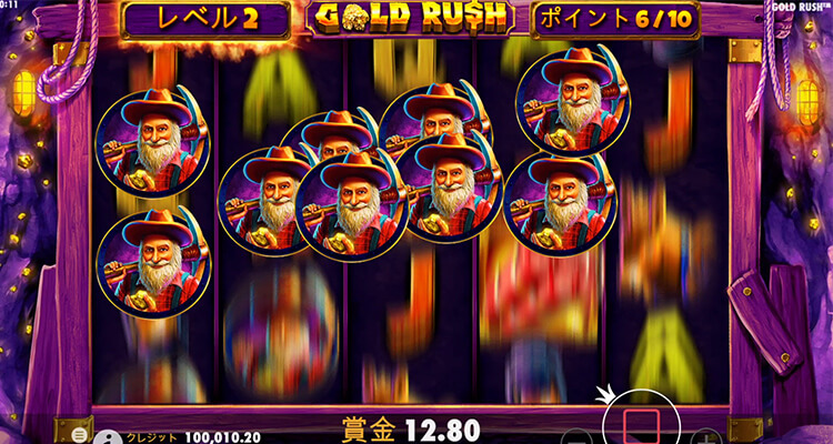 Gold Rush フリースピンの最終到達レベル割合