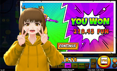 フリースピンがゲーム数をあけず連続して出現し跳ね上がる