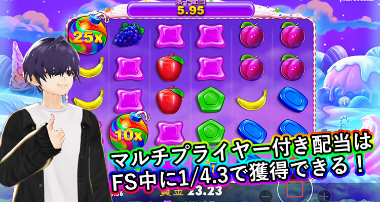 Sweet Bonanza マルチプライヤー付き配当の出現確率