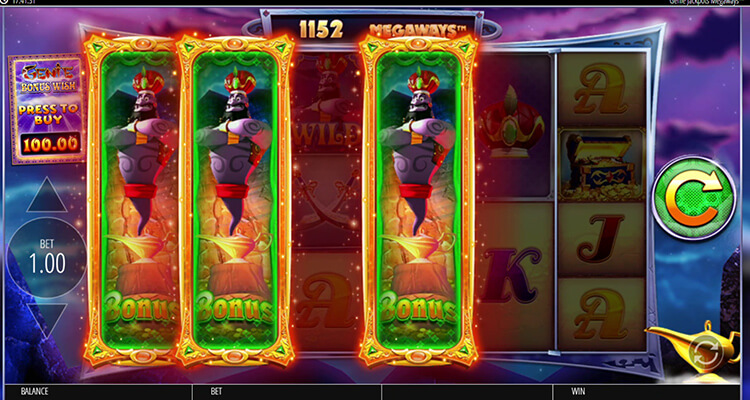 Genie Jackpots Megaways ボーナス絵柄そろう