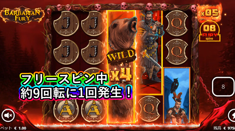 Barbarian Fury ローリングワイルド出現確率