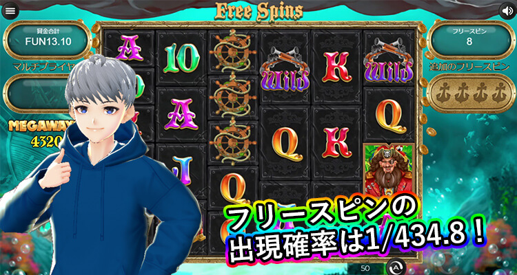 Pirate Kingdom Megaways フリースピン出現確率