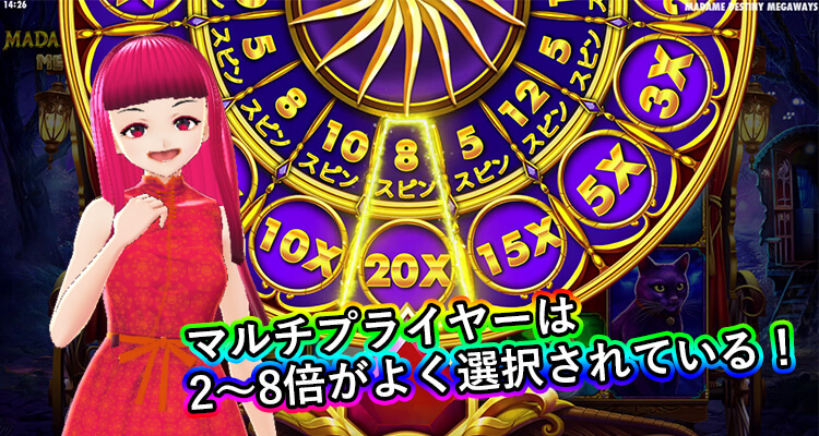 Madame Destiny Megaways フリースピン時に選択されるマルチプライヤーの割合