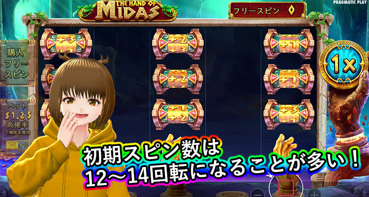 The Hand of Midas 初期スピン数の割合