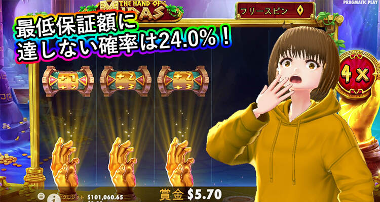 The Hand of Midas 最低保証額に達しない確率
