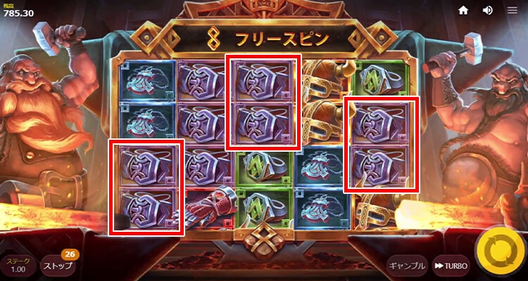 1スピン中に複数回のフィーチャーが発生すると高額配当につながる！