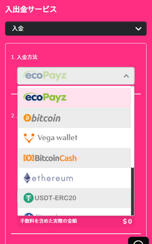 ミラクルカジノ入金方法
