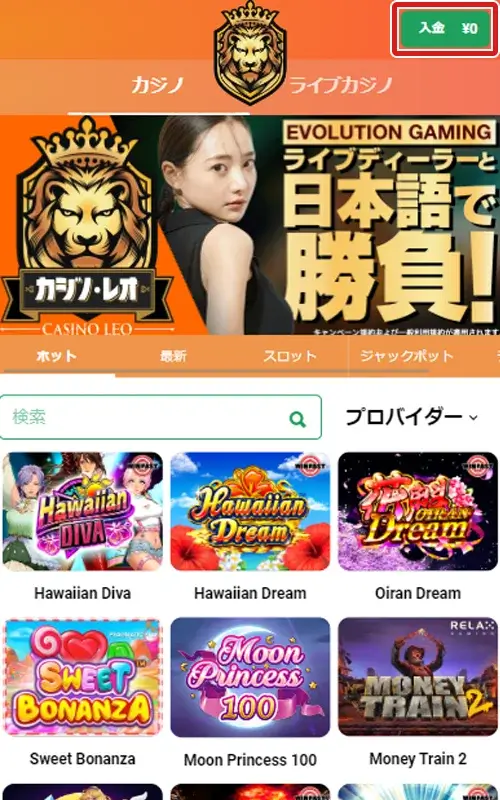 カジノレオ入金方法