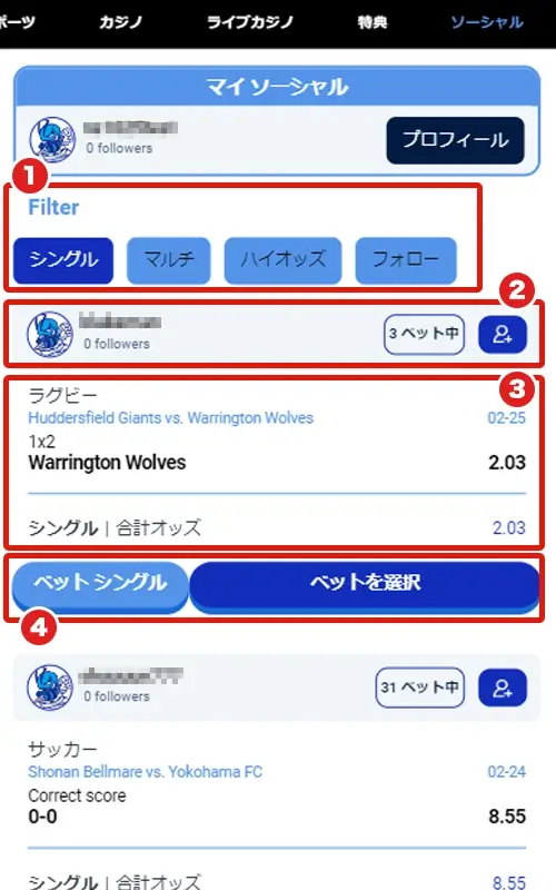 ビーベットソーシャル機能