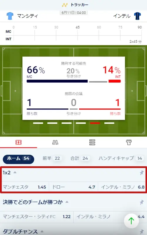 試合ごとの勝敗を予想する賭け方