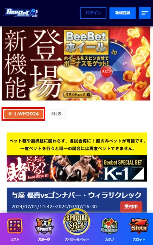 BeeBet K-1（Krush）への賭け方