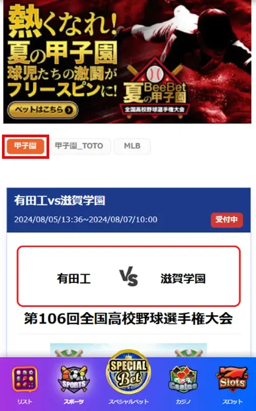 BeeBetスポーツベット賭け方