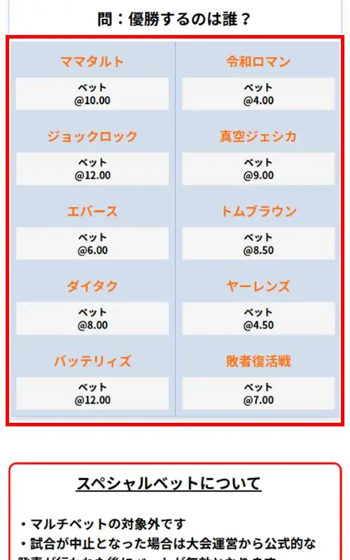 ビーベット x M-1 賭け方